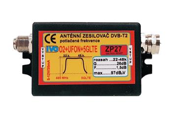 Ivo ZP27-VY DVB-T2 zesilovač 26dB (5-12V) / 22-48.k / venkovní / O2+UFON+5G LTE