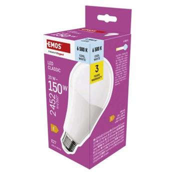 LED žárovka EMOS ZQ5E84 Classic A80 20 W E27 studená bílá