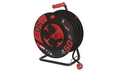 Prodlužovací kabel EMOS P084503 PROFI na bubnu 50m / 4 zás. / černý / guma-neopren / 230V / 2,5 mm2