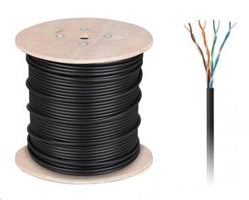 UTP Kabel CAT5E Cabletech 0,512 mm UV černý, venkovní 305m