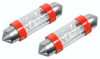 Žárovka 4LED 12V suf. SV8.5 38mm červená 2ks