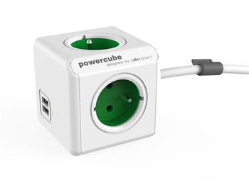 Zásuvka PowerCube Extended USB s kabelem 1,5m zelená